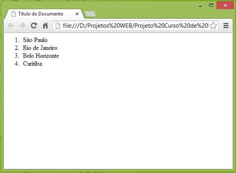 Curso de HTML - Exemplo de Listas