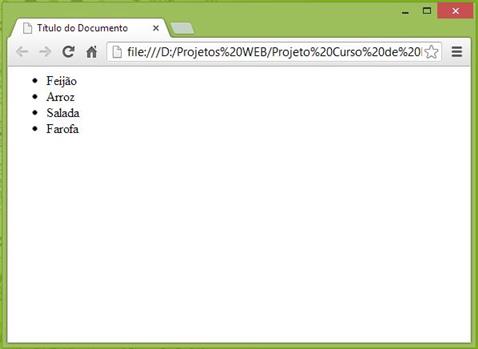 Curso de HTML - Exemplo de Listas