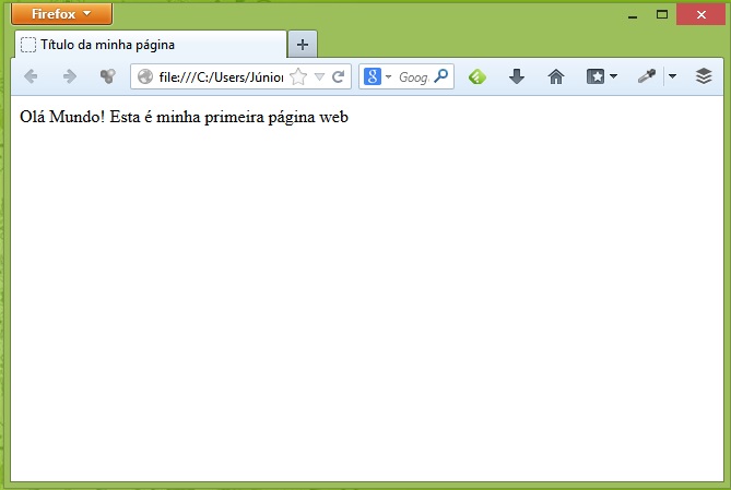 Curso de HTML - Primeira página "Olá Mundo"
