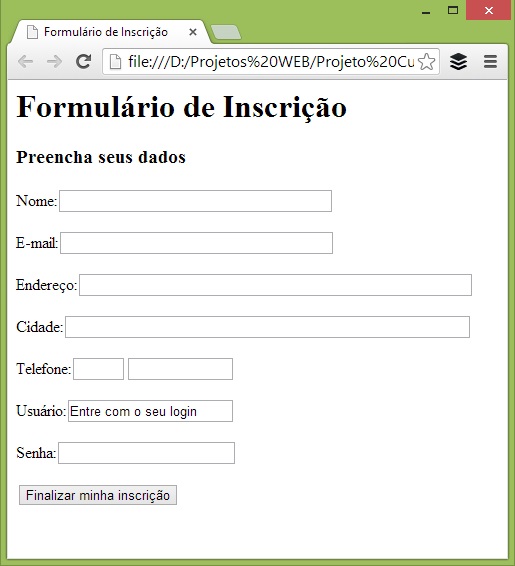 Formulários em HTML