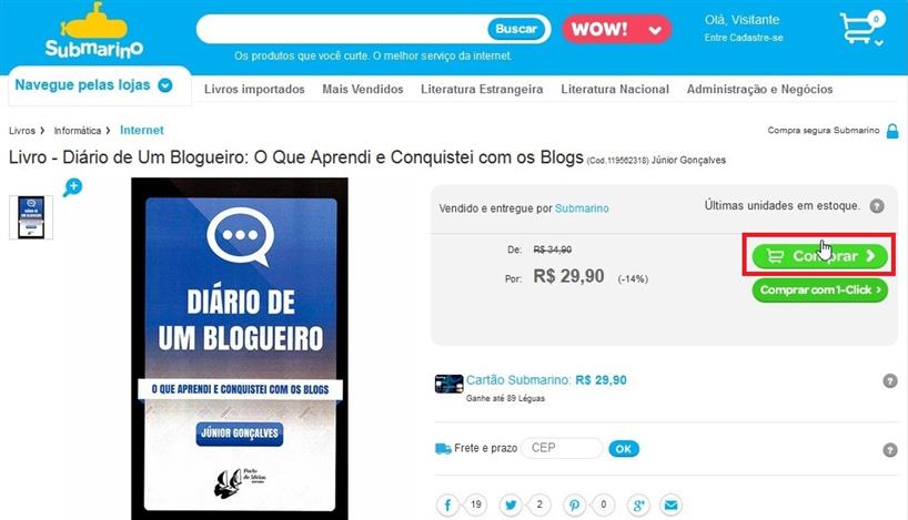 Comprar Diário de um Blogueiro no Submarino